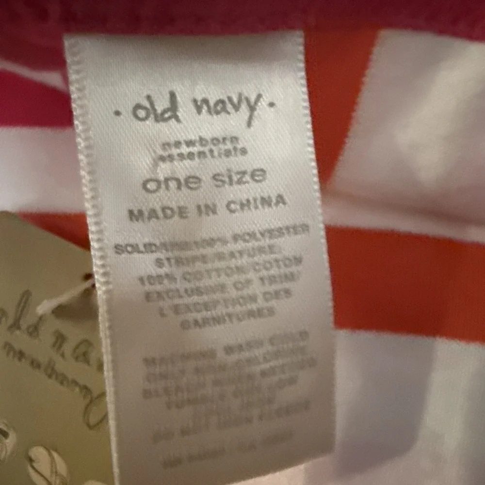 NWT Old Navy Pink White Orange Stripes Baby Blanket Security Lovey Fleece Cotton